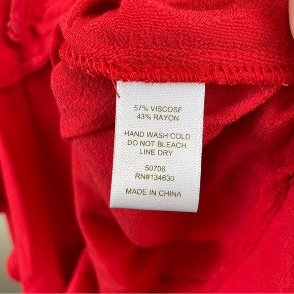 Sunday In Brooklyn Anthropologie Solid Red Ruffle Boho Dress Women Size Medium - Picture 5 of 8